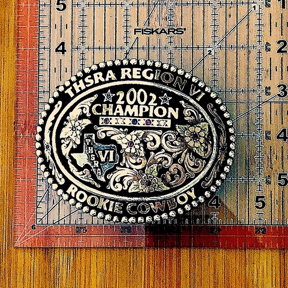 $1,128  2002 Estate Champion Cowboy Buckle  Sterling Silver & 10K Gold Filled - Picture 8 of 9